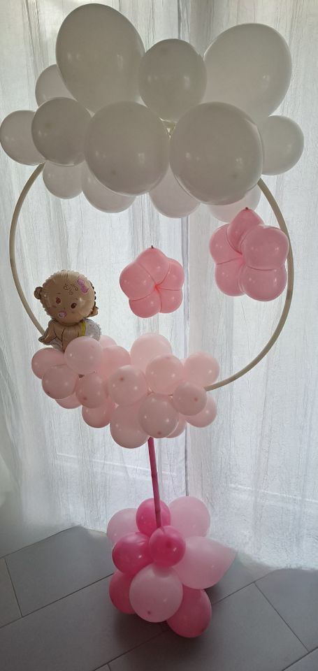 Ballondekoration Babyparty Geburt Deko BallonShopHameln BabygirlRosa
