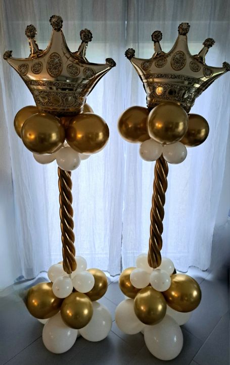 Luftballonsäulen Gold mit Krone